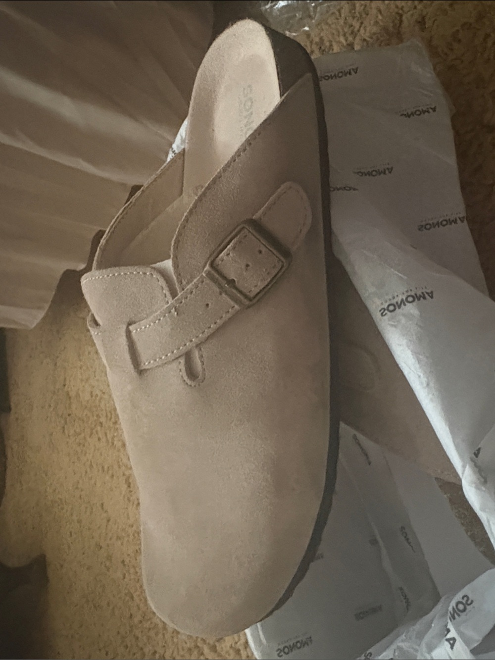 Men’s Sonoma Taupe Suede Slip-On Buckle Mule